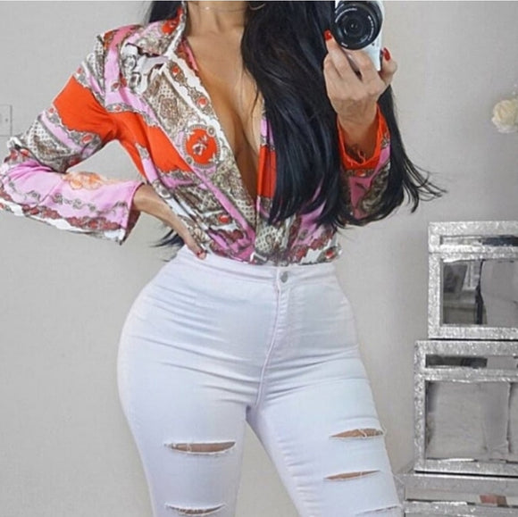 Paisley Scarf Print Bodysuit