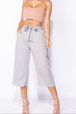 Grey Cropped Wide Pants