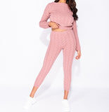 Pink Cable Knit Jogger Set