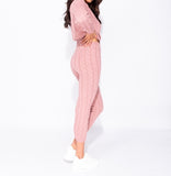 Pink Cable Knit Jogger Set