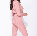 Pink Cable Knit Jogger Set