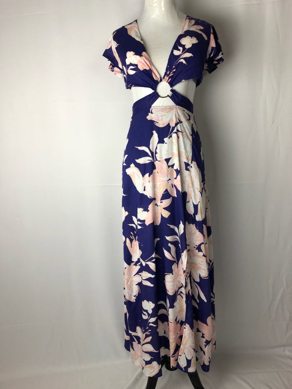 Blue/Pink Floral Maxi Crop Dress