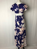 Blue/Pink Floral Maxi Crop Dress