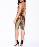 Gold Biker Short Romper