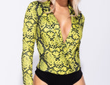 Green Snake V Front Bodysuit