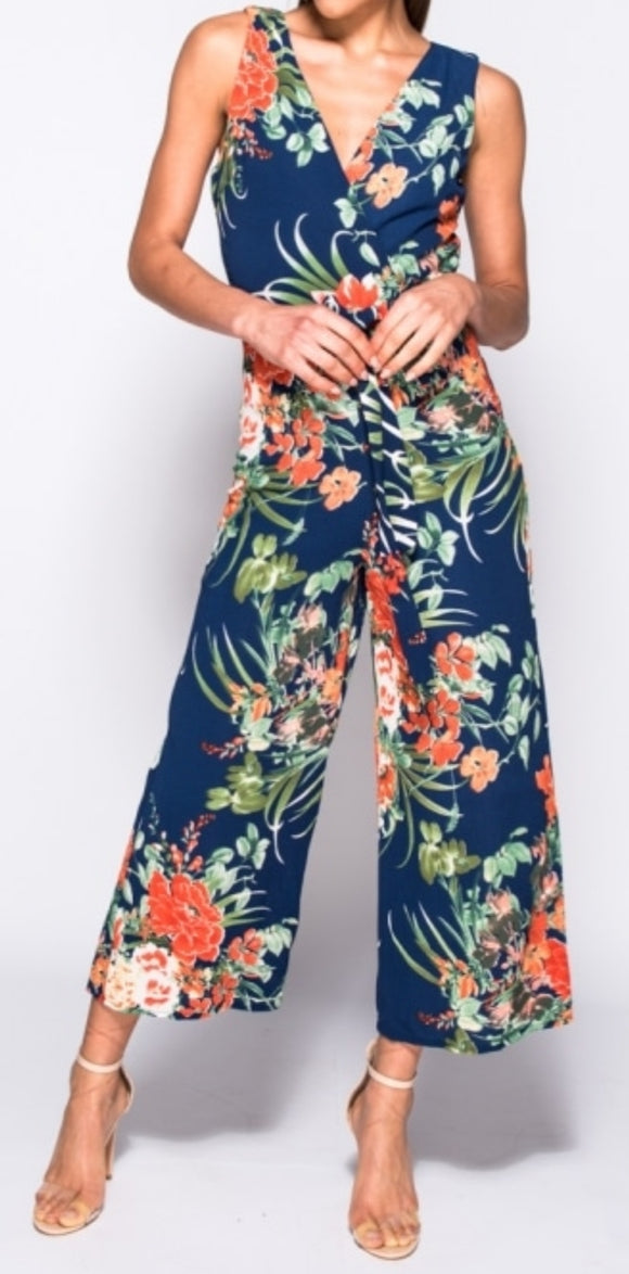 Navy Floral Jumpsuit