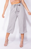 Grey Cropped Wide Pants