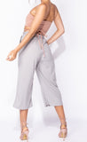 Grey Cropped Wide Pants