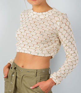 Hexagon Print Crop Sweater