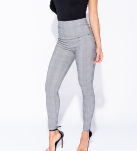 Checked Print High Waisted Skinny Pants