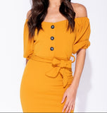 Mustard Button Front Dress