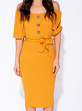 Mustard Button Front Dress