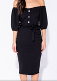 Black Button Front Dress