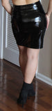 Black Wet Look Mini Skirt
